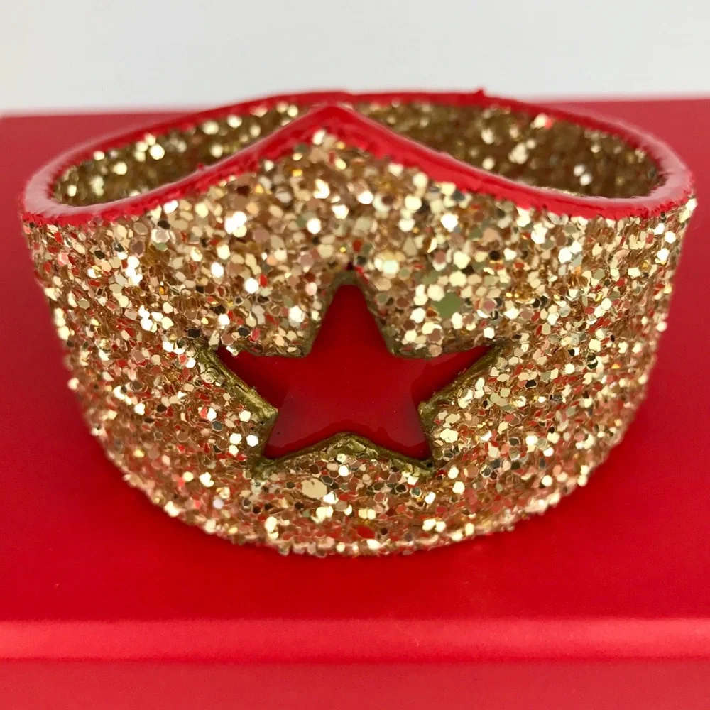 MOSHIQA Gold Glitter Star Crown Tiara Pet Cat Dog Hat Elastic Chihuahua Sparkly